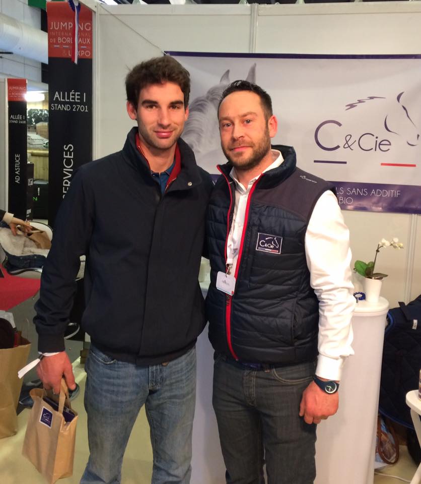 Astier Nicolas sur le stand c&cie avec David Brunel jumping bordeaux 2017