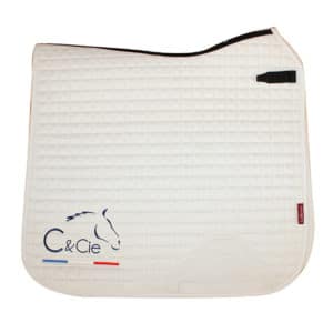 tapis-de-selle-de-dressage-luxe-lemieux blanc dressage C&cie